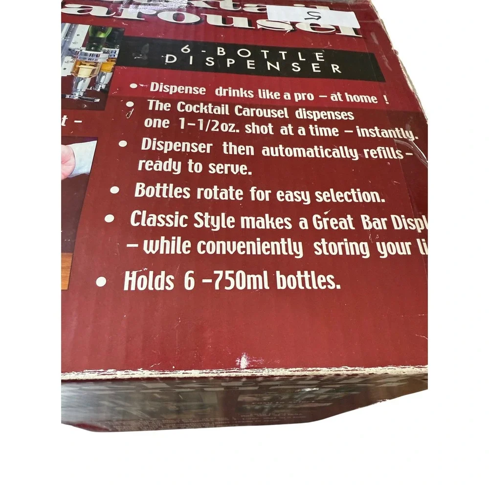 Cocktail Carousel 6 Bottle Liquor Dispenser Bar‎ Home Party Rotating Drink Mixer